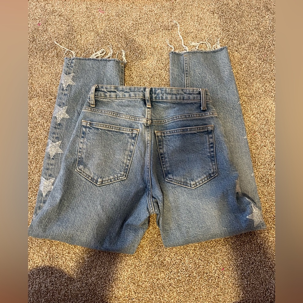 Topshop lightwash jeans with Silver Stars on side